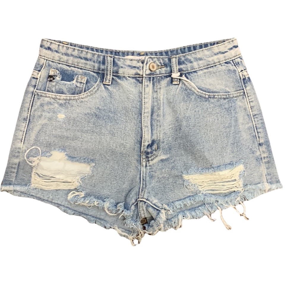 KanCan Faded Ripped Hem Jean Shorts Size Large NWT